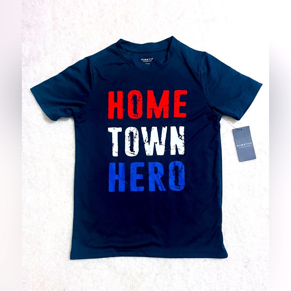 CLASS/CLUB Dillards brand navy dri fit shirt HOME TOWN HERO Size 10/12 new NWT